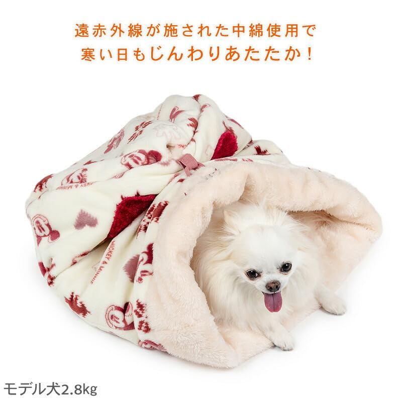 ペットパラダイス ディズニー ミッキーマウス 犬 ベッド 冬用 遠赤外線 洗える ニット柄 筒型 寝袋 (35×50cm) 遠赤 あったか ペット 冬 かわいい おしゃれ 可愛い 寝具