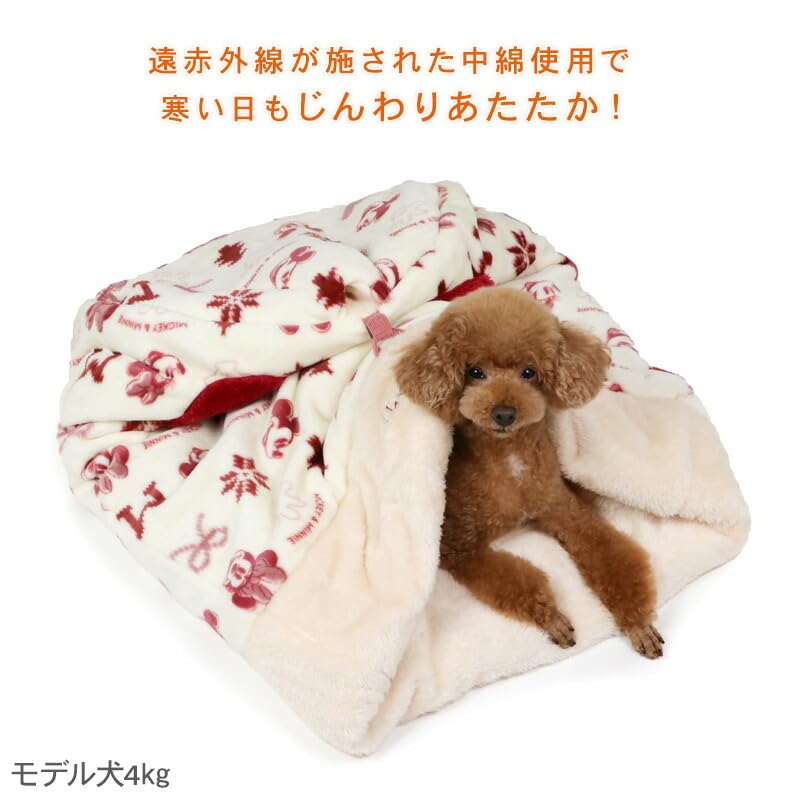ペットパラダイス ディズニー ミッキーマウス 犬 ベッド 冬用 遠赤外線 洗える ニット柄 筒型 寝袋 (42×70cm) 遠赤 あったか ペット 冬 かわいい おしゃれ 可愛い 寝具