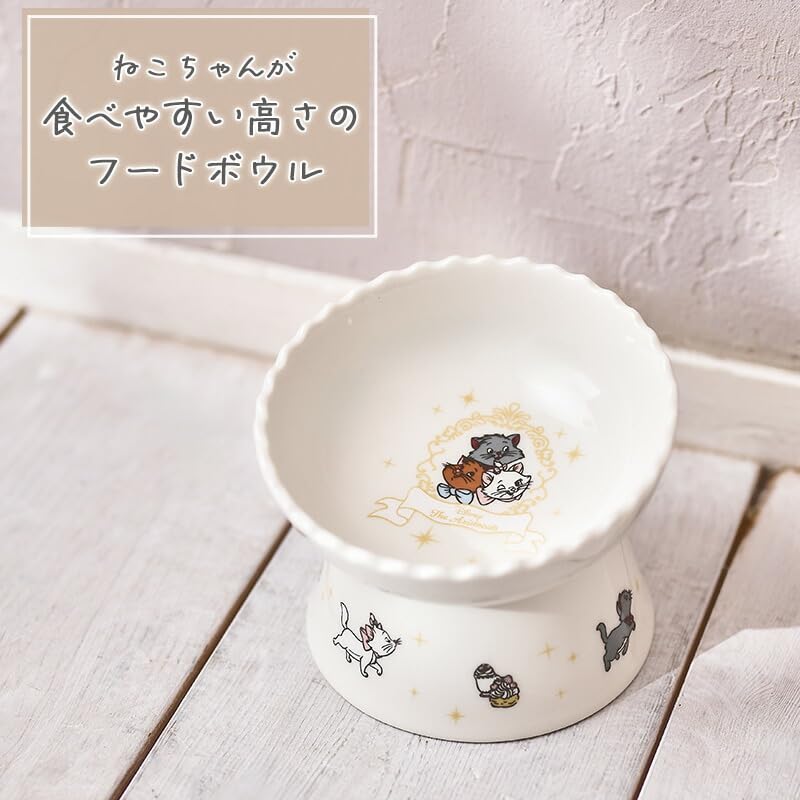 ペットパラダイス 猫 フードボウル 陶器 ディズニー 高さのある えさ皿 おしゃれキャット ホワイト