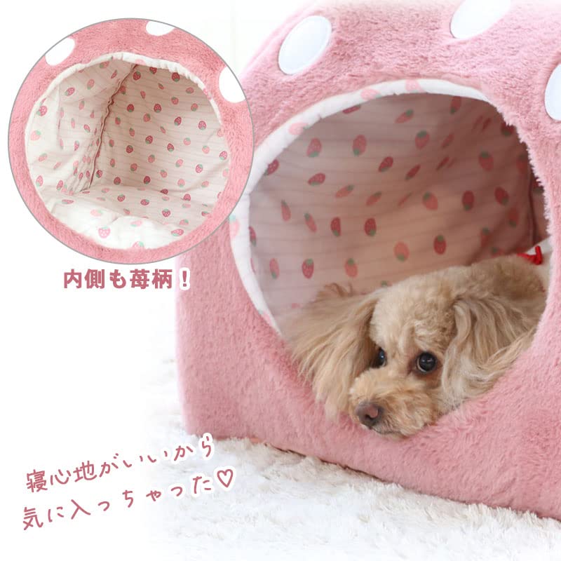 ペットパラダイス 犬 ベッド ドーム ドーム型ベッド ドーム型ハウス 家 ペットハウス 犬ハウス 犬用ベッド ペット 犬 猫 ( くすみ苺ハウスL ペットパラダイス国内直営店72店舗展開 2025/10/1時点)633-35613