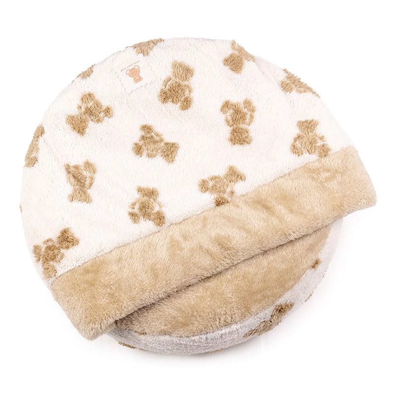 ペットパラダイス 犬 ベッド 冬用 寝具 クッション くまちゃん 織り柄 ボア 丸型 寝袋 (60cm) ペットベッド ペットソファー ペットクッション 遠赤外線 洗える 遠赤 あったか ペット 冬 かわいい おしゃれ 可愛い