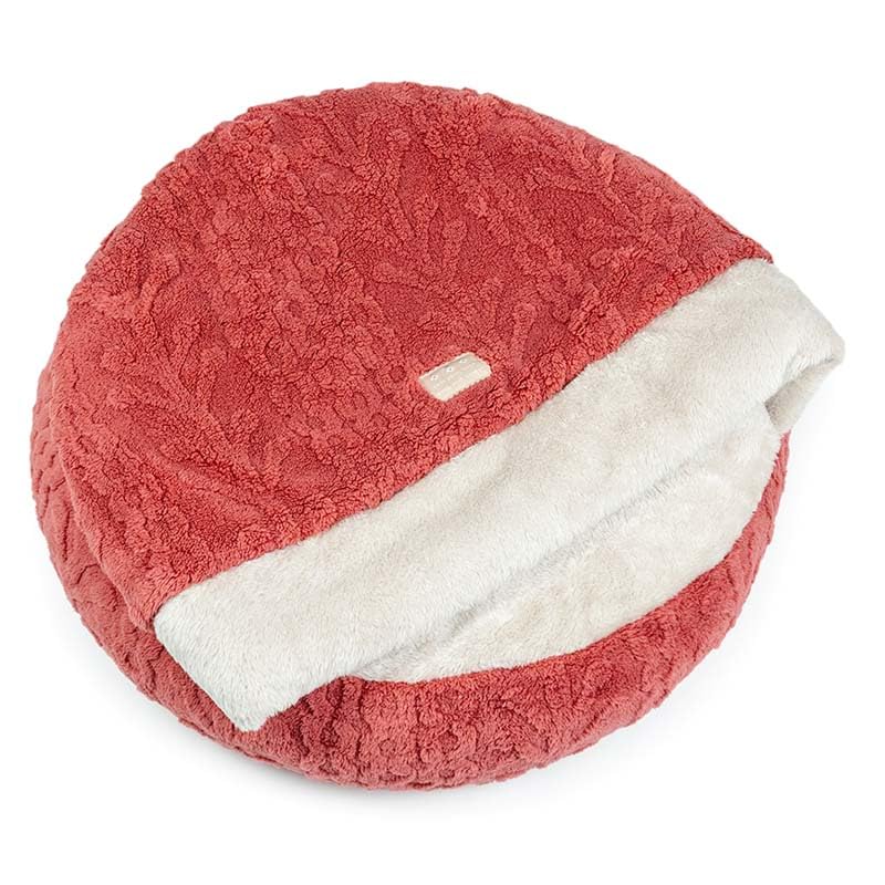 ペットパラダイス 犬 ベッド 冬用 寝具 クッション アラン柄 ボア 丸型 寝袋 (60cm) ペットベッド ペットソファー ペットクッション 遠赤外線 洗える 遠赤 あったか ペット 冬 かわいい おしゃれ 可愛い