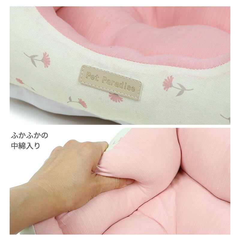ペットパラダイス 犬 ペットベッド カドラー S 小花柄 ピンク 超小型犬 クッション 四角 軽い あごのせ 寝具 633-35389