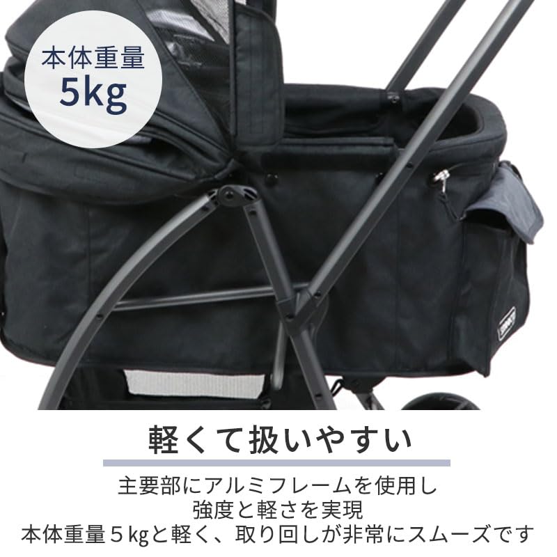 ペットパラダイス ペットカート 犬 バギー 小型犬 中型犬 ドッグカート スムーカ ハンドフル 15kgまで対応 (国内直営店73店舗展開中 2025/11/1時点 ) ブラック 15kgまで対応
