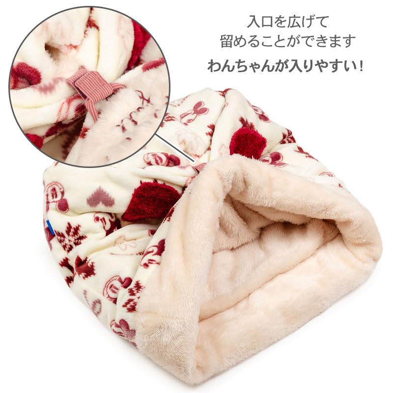 ペットパラダイス ディズニー ミッキーマウス 犬 ベッド 冬用 遠赤外線 洗える ニット柄 筒型 寝袋 (35×50cm) 遠赤 あったか ペット 冬 かわいい おしゃれ 可愛い 寝具