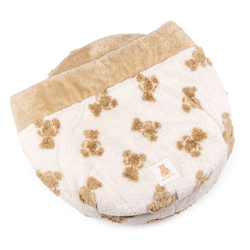 ペットパラダイス 犬 ベッド 冬用 寝具 クッション くまちゃん 織り柄 ボア 丸型 寝袋 (60cm) ペットベッド ペットソファー ペットクッション 遠赤外線 洗える 遠赤 あったか ペット 冬 かわいい おしゃれ 可愛い