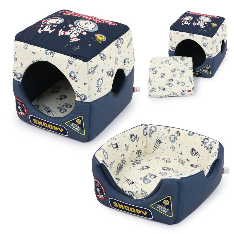 ペットパラダイス 犬 ドーム型ベッド ドーム型ハウス ベッド ハウス 四角 スヌーピー アストロ柄 超小型犬 37×38cm 758-33219