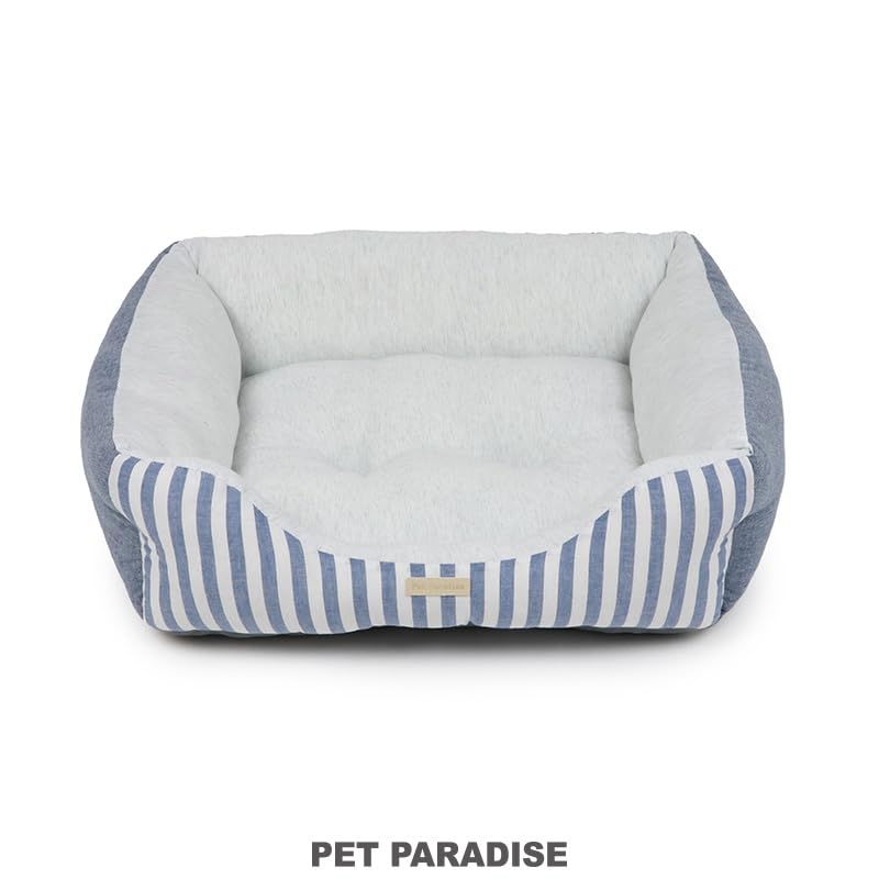 ペットパラダイス 犬 ペットベッド カドラー S ストライプ ブルー 超小型犬 クッション 四角 軽い あごのせ 寝具 633-35391