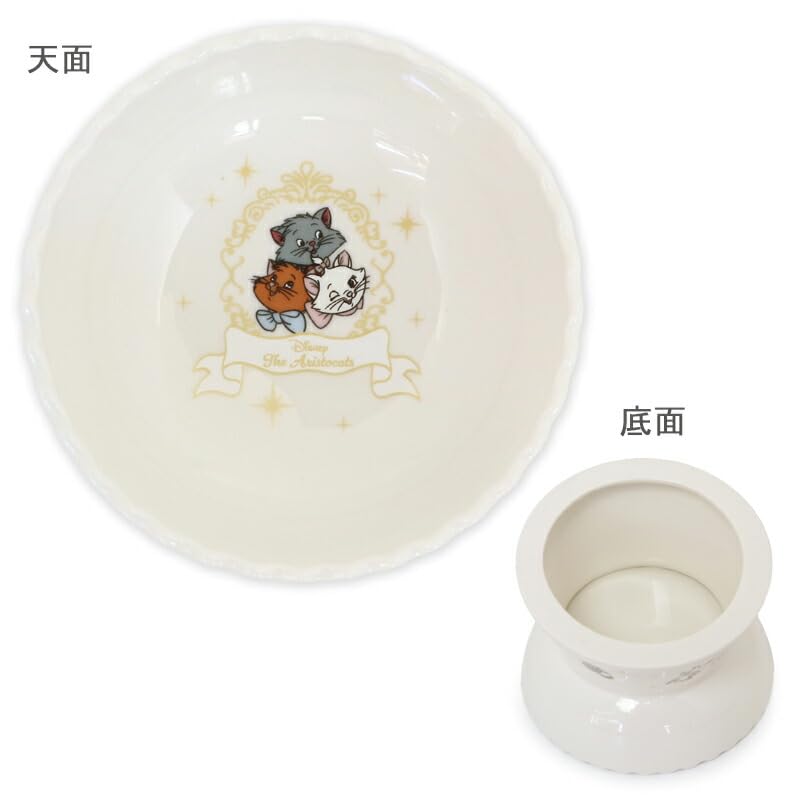 ペットパラダイス 猫 フードボウル 陶器 ディズニー 高さのある えさ皿 おしゃれキャット ホワイト
