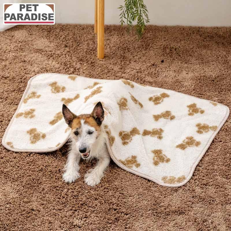 ペットパラダイス 犬 毛布 冬用 寝具 ベッド ブランケット くまちゃん 織り柄 ボア マット 保温 暖かい 防寒 かわいい あったか