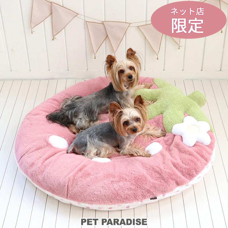 ペットパラダイス 犬 ペットベッド ピンク 苺 クッション (90×92cm) 寝具 633-29214
