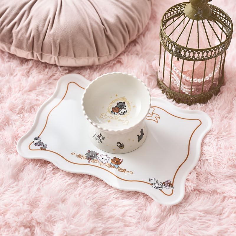 ペットパラダイス 猫 フードボウル 陶器 ディズニー 高さのある えさ皿 おしゃれキャット ホワイト