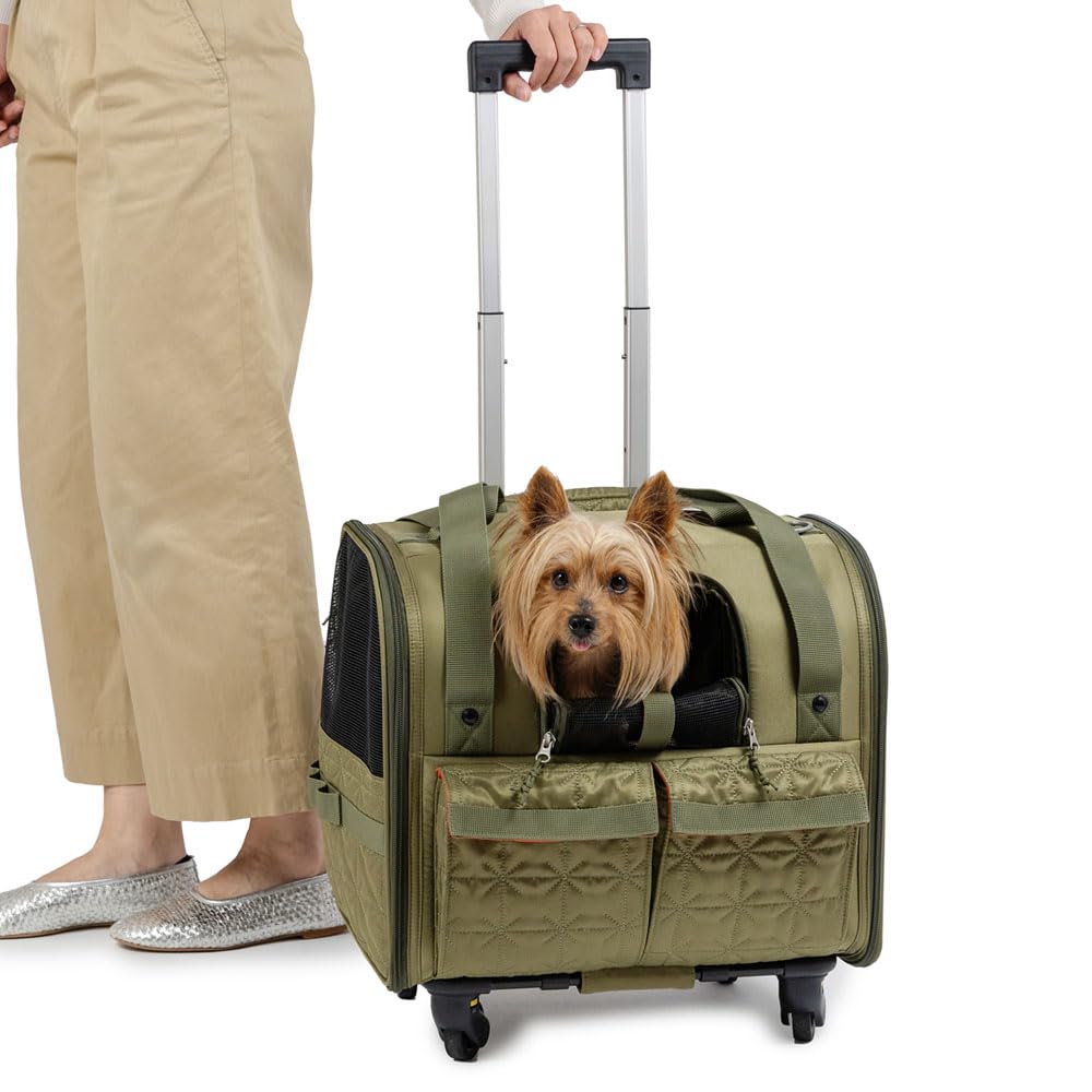 ペットパラダイス 犬 キャリーバッグ キャスター 付き 折り畳み キャリー (カーキ)