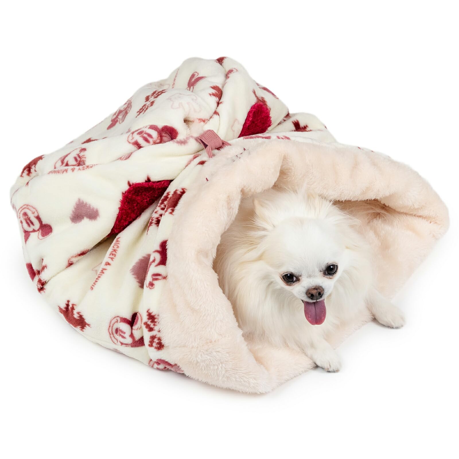 ペットパラダイス ディズニー ミッキーマウス 犬 ベッド 冬用 遠赤外線 洗える ニット柄 筒型 寝袋 (35×50cm) 遠赤 あったか ペット 冬 かわいい おしゃれ 可愛い 寝具