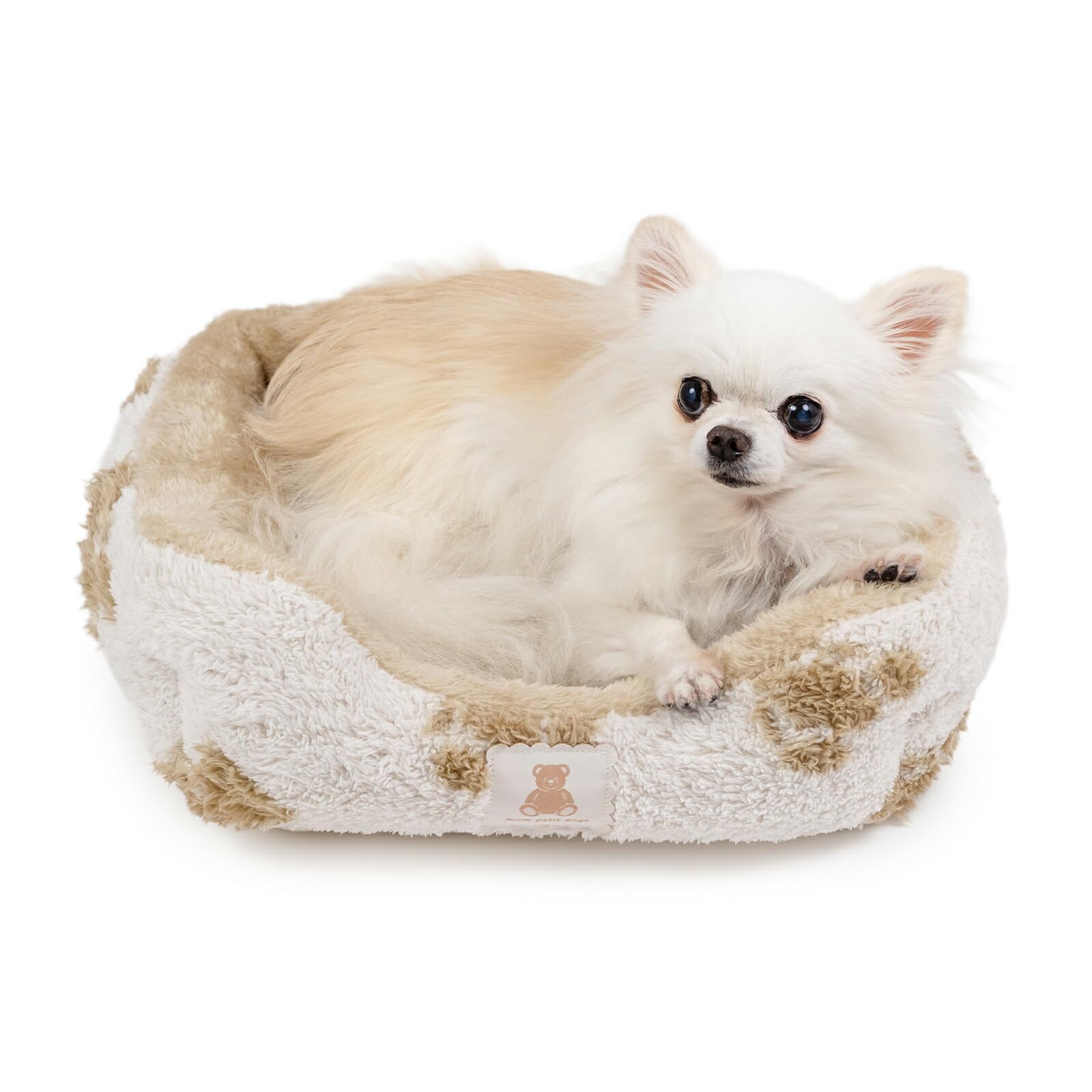 ペットパラダイス 犬 ベッド 冬用 寝具 クッション くまちゃん 織り柄 ボア 四角 カドラー (38×32cm) 遠赤外線 ブラウン ペットベッド ペットソファー ペットクッション 洗える 遠赤 あったか ペット 冬 かわいい おしゃれ 可愛い