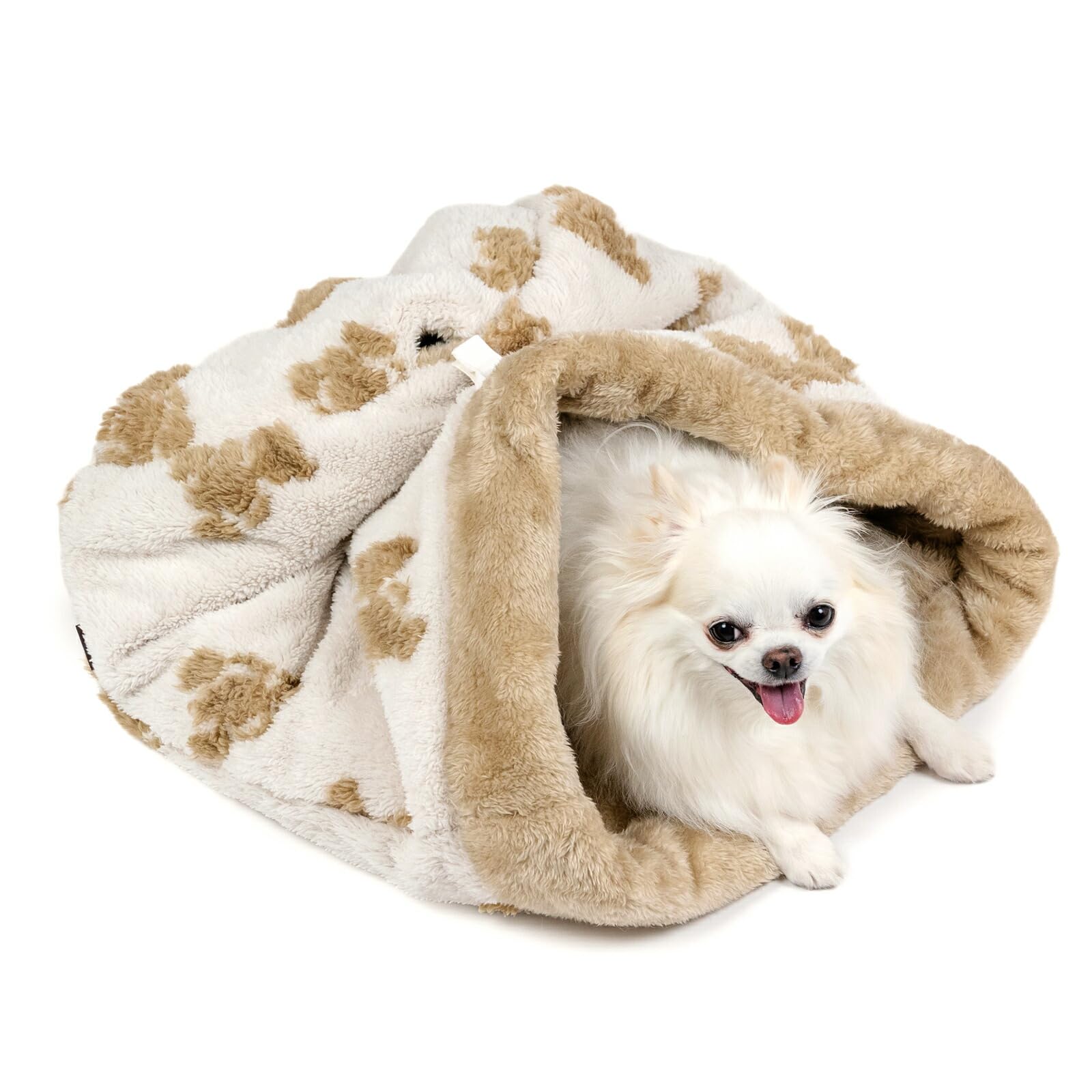 ペットパラダイス 犬 ベッド 冬用 寝具 クッション くまちゃん 織り柄 ボア 筒型 寝袋 (35×50cm) 遠赤外線 ブラウン ペットベッド ペットソファー ペットクッション 洗える 遠赤 あったか ペット 冬 かわいい おしゃれ 可愛い