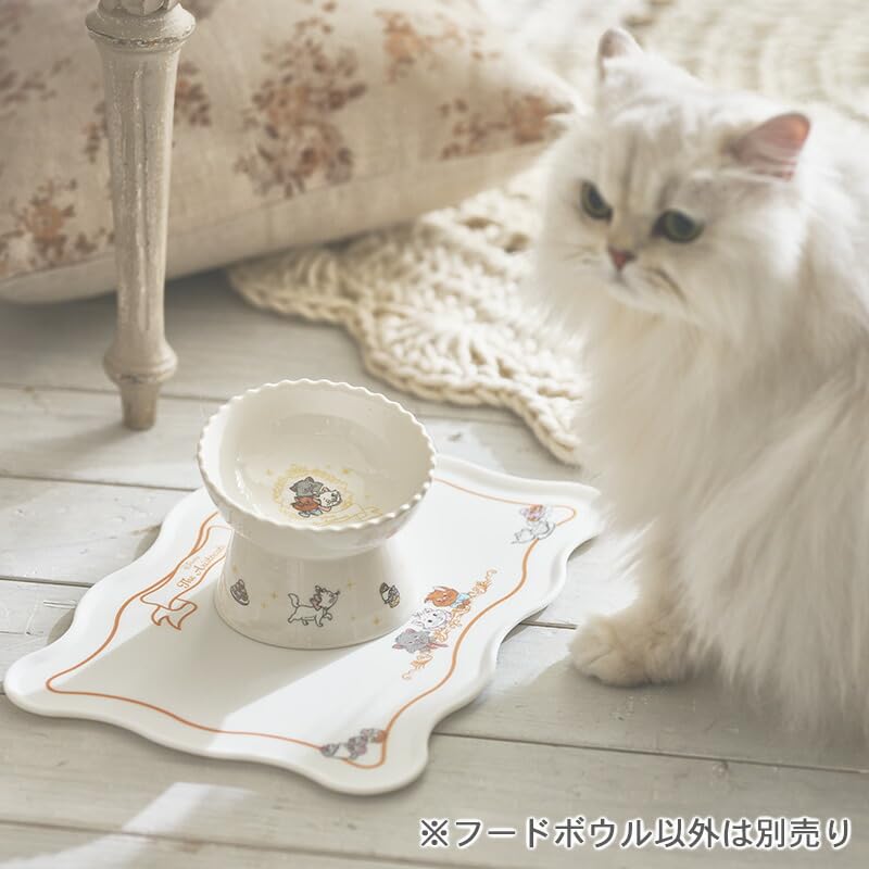 ペットパラダイス 猫 フードボウル 陶器 ディズニー 高さのある えさ皿 おしゃれキャット ホワイト