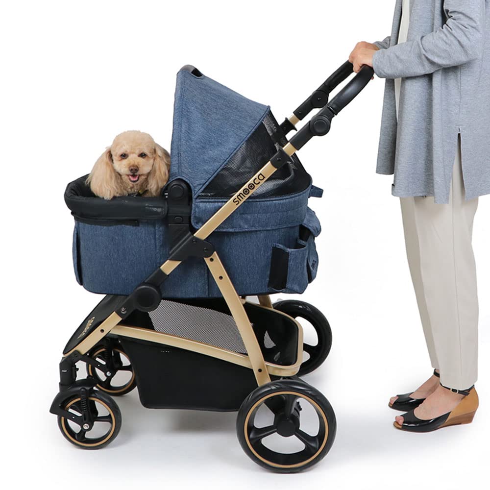 ペットパラダイス ペットカート 犬 バギー 小型犬 中型犬 ドッグカート スムーカ プレミアム デニム調 25kgまで対応 (国内直営店73店舗展開中 2025/11/1時点 )