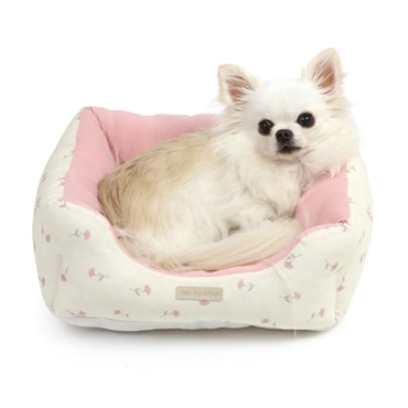 ペットパラダイス 犬 ペットベッド カドラー S 小花柄 ピンク 超小型犬 クッション 四角 軽い あごのせ 寝具 633-35389