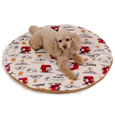 ペットパラダイス 犬 マット 秋 スヌーピー 遠赤外線 丸型マット うたたね柄 Ｓ 寝具