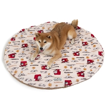 ペットパラダイス 犬 マット 秋 スヌーピー 遠赤外線 丸型マット うたたね柄 Ｍ 寝具