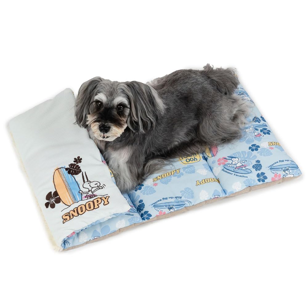 ペットパラダイス 犬 ペット クッション 夏用 クール （90×45cm）サーフ柄 ロール マット スヌーピー ベージュ 小型犬 寝具