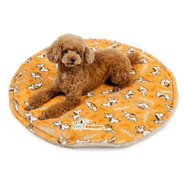 ペットパラダイス 犬 マット 冬用 スヌーピー （70cm） てくてく 丸 ボアマット 遠赤外線 オレンジ 寝具