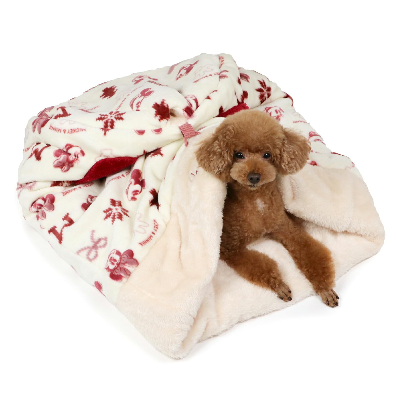 ペットパラダイス ディズニー ミッキーマウス 犬 ベッド 冬用 遠赤外線 洗える ニット柄 筒型 寝袋 （42×70cm） 遠赤 あったか ペット 冬 かわいい おしゃれ 可愛い 寝具