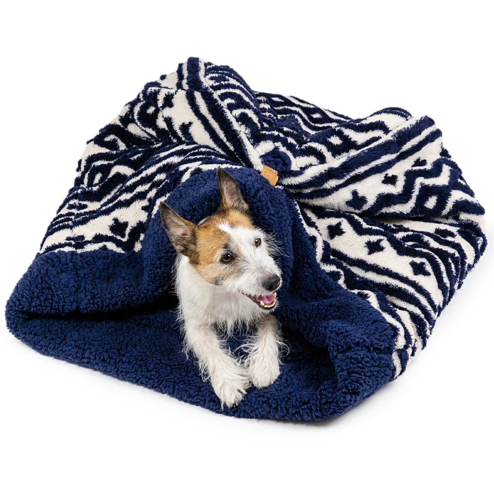 ペットパラダイス 犬 ベッド 冬用 寝具 カントリー柄 ボア 筒型 寝袋 （42×70cm） 遠赤外線 ネイビー ペットベッド ペットソファー ペットクッション 洗える 遠赤 あったか ペット 冬 かわいい おしゃれ 可愛い