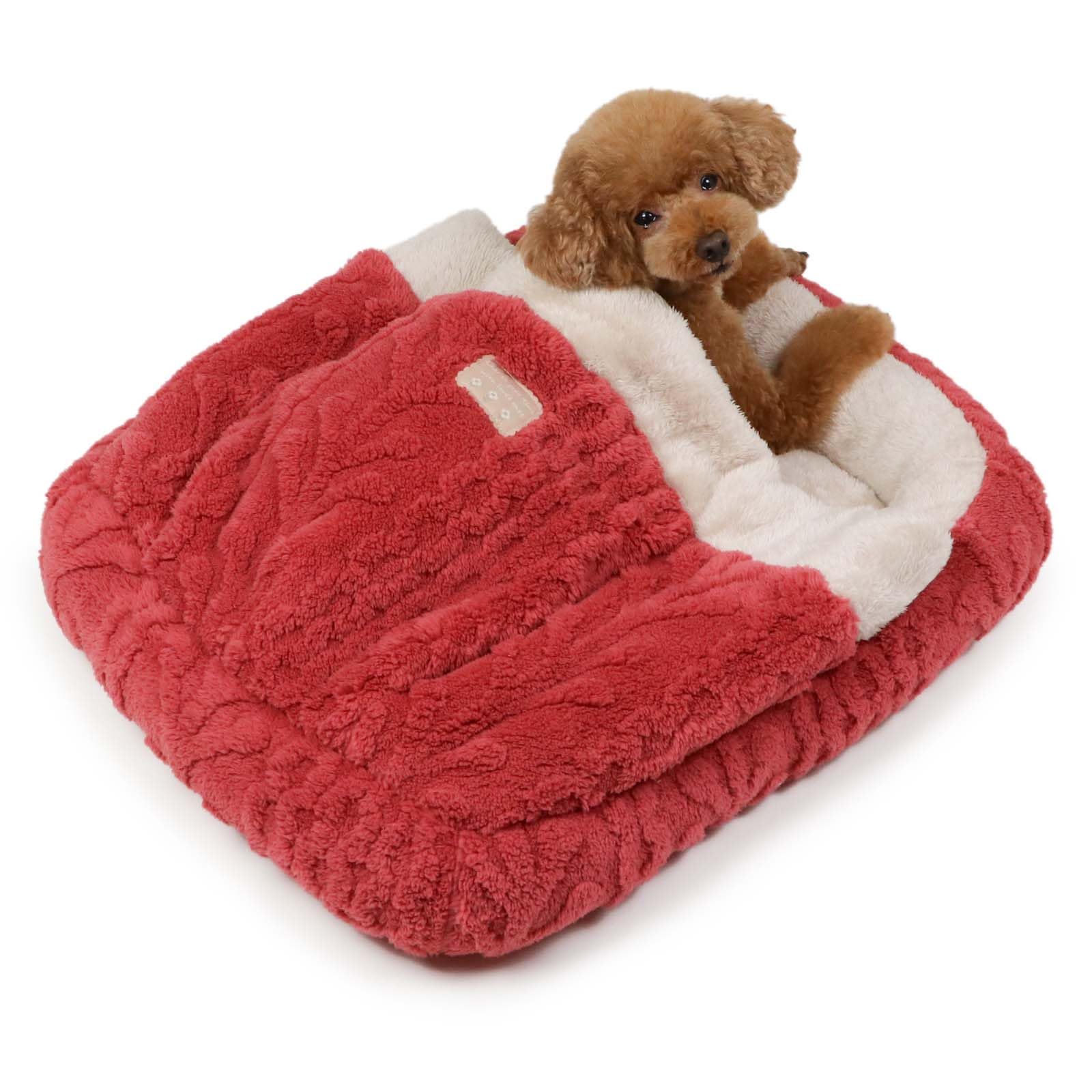 ペットパラダイス 犬 ベッド 冬用 寝具 クッション アラン柄 ボア 四角型 寝袋 （45×57cm） ペットベッド ペットソファー ペットクッション 遠赤外線 洗える 遠赤 あったか ペット 冬 かわいい おしゃれ 可愛い