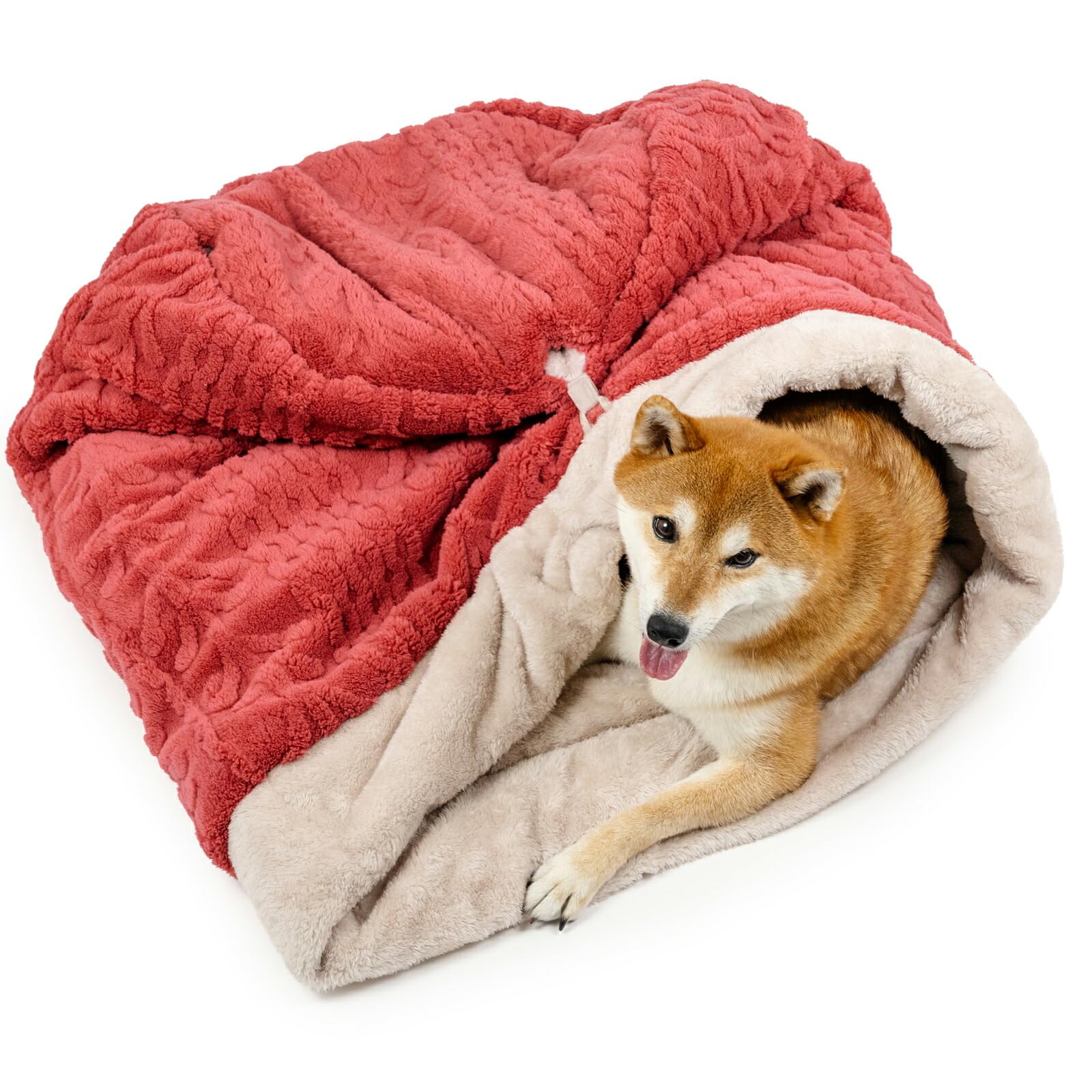 ペットパラダイス 犬 ベッド 冬用 寝具 クッション アラン柄 ボア 筒型 寝袋 （57×95cm） ペットベッド ペットソファー ペットクッション 遠赤外線 洗える 遠赤 あったか ペット 冬 かわいい おしゃれ 可愛い