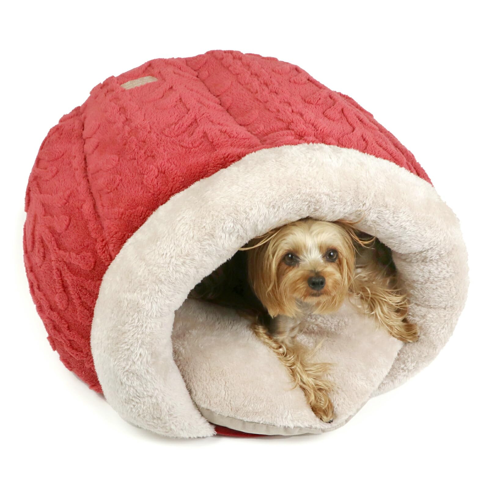 ペットパラダイス 犬 ベッド ドーム型 寝袋 冬用 遠赤外線 ドーム型ベッド アラン柄 ボア ペットハウス ペットベッド 犬小屋 洗える 遠赤 あったか ペット 冬