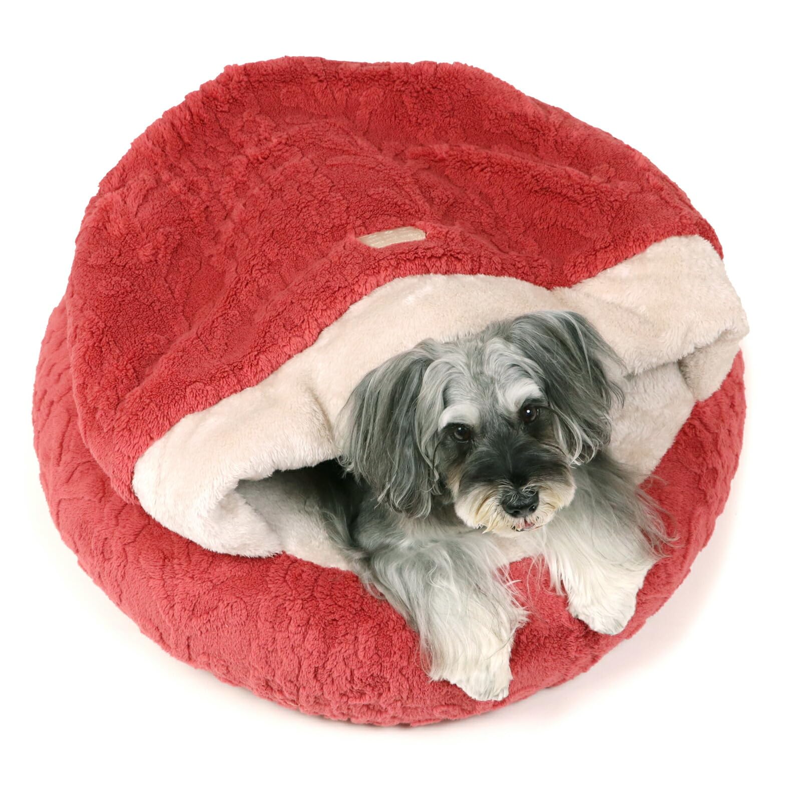 ペットパラダイス 犬 ベッド 冬用 寝具 クッション アラン柄 ボア 丸型 寝袋 （60cm） ペットベッド ペットソファー ペットクッション 遠赤外線 洗える 遠赤 あったか ペット 冬 かわいい おしゃれ 可愛い