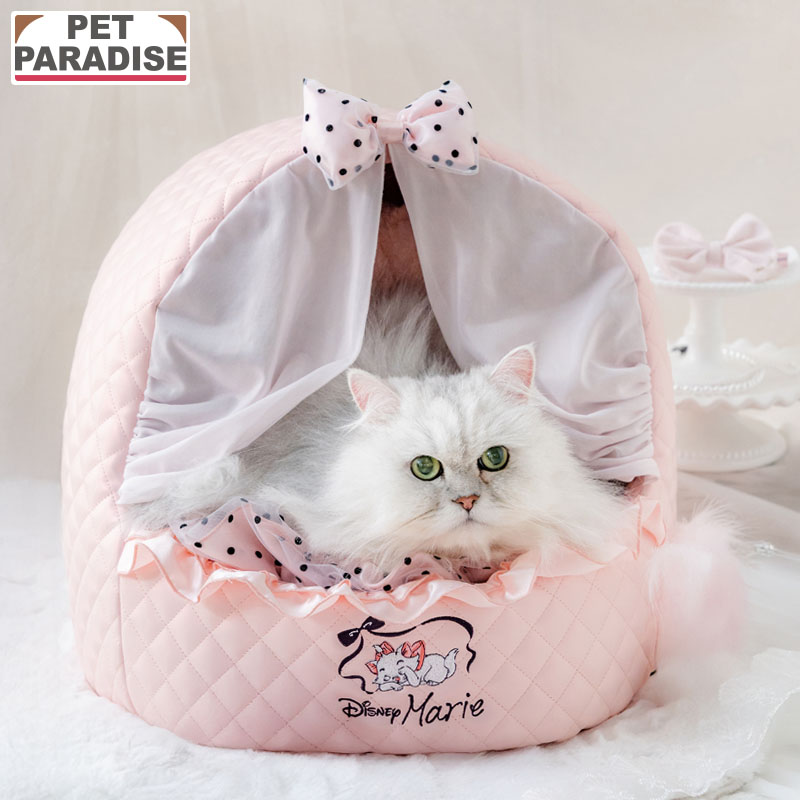 ペットパラダイス ディズニー おしゃれキャット 猫 ハウス ドーム型ハウス マリーちゃん ゆりかご ドーム型ベッド ペットハウス ペットベッド 犬小屋 ふわふわ おしゃれ かわいい もこもこ 介護 洗える あごのせ 顎のせ