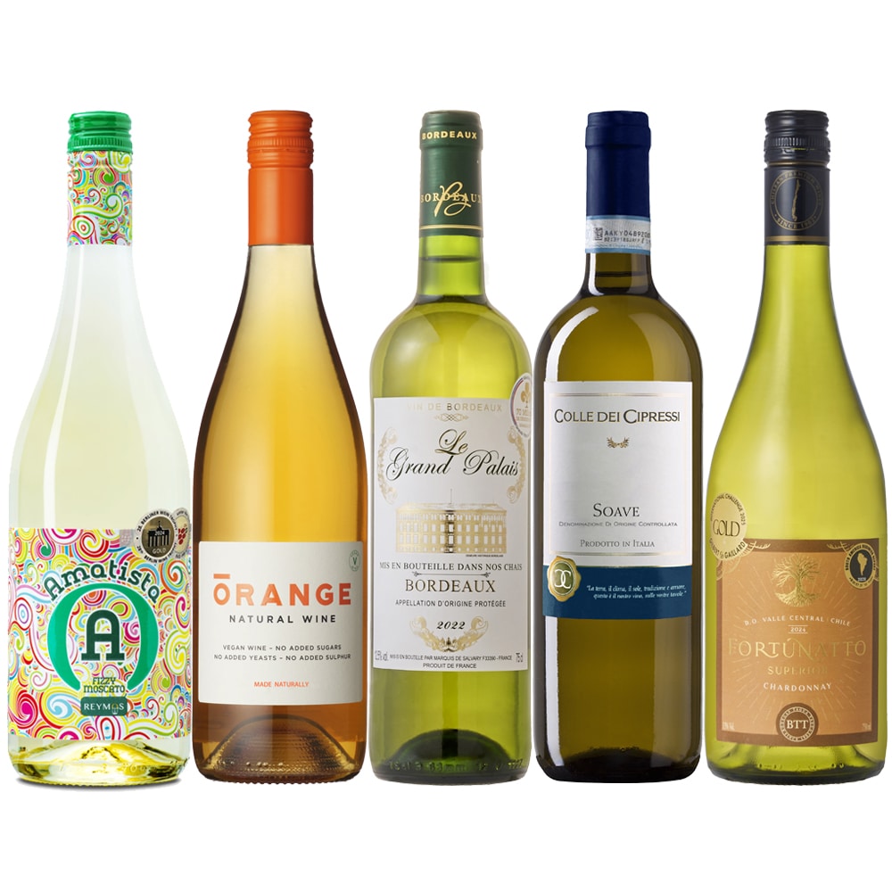 世界5か国白ワイン&微発砲ワイン 金賞受賞ワイン入り5本セット