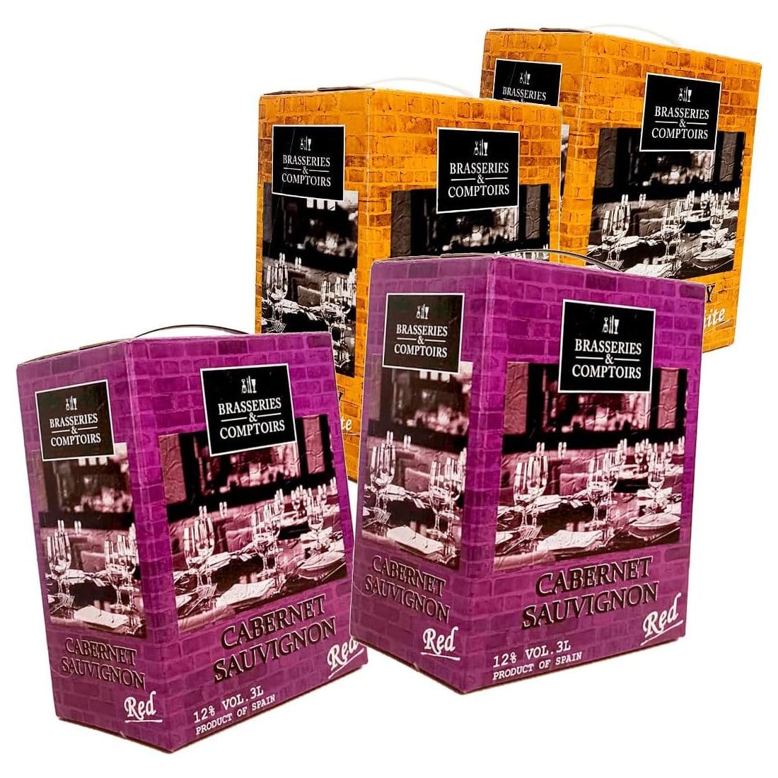 箱ワイン ブラッスリー・エ・コントワール カベルネソーヴィニヨン&シャルドネ 赤白3L×4個 バッグインボックス