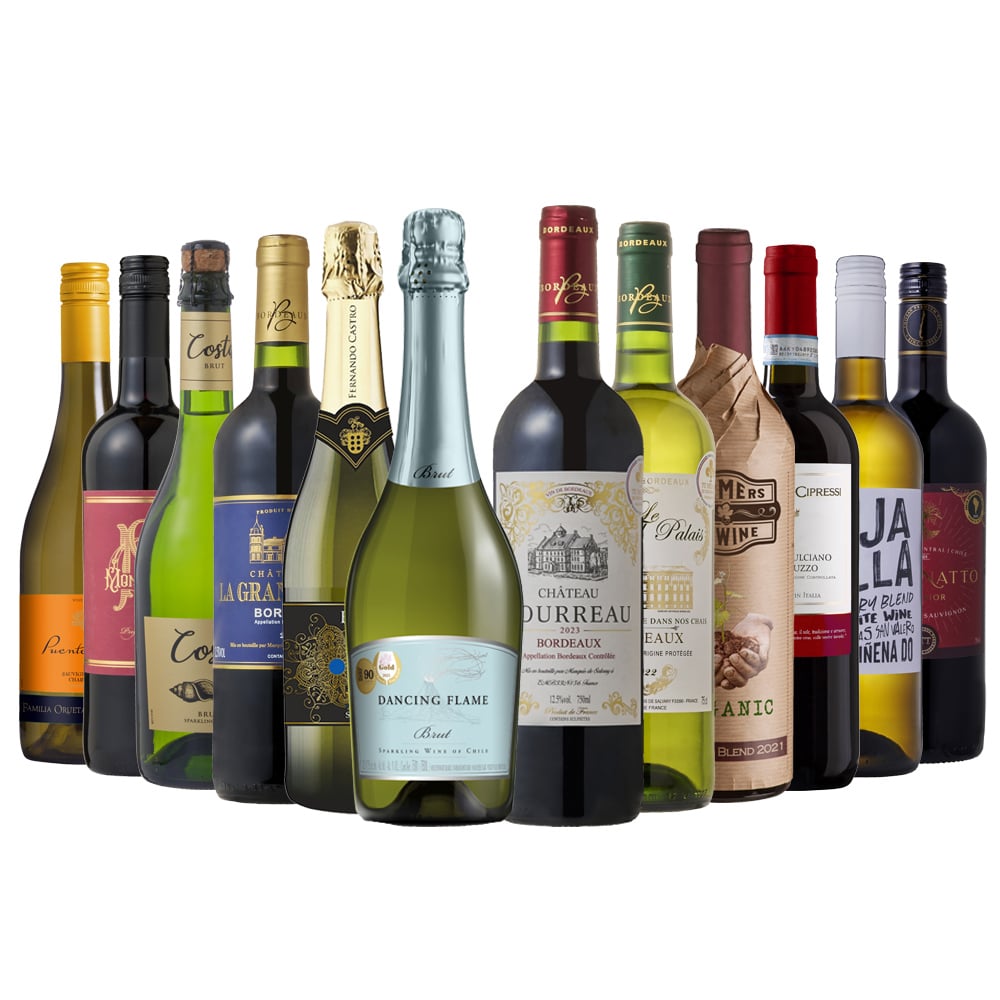 コスパバラエティ赤白泡12本セット　金賞受賞ワイン入り赤６本白３本泡３本