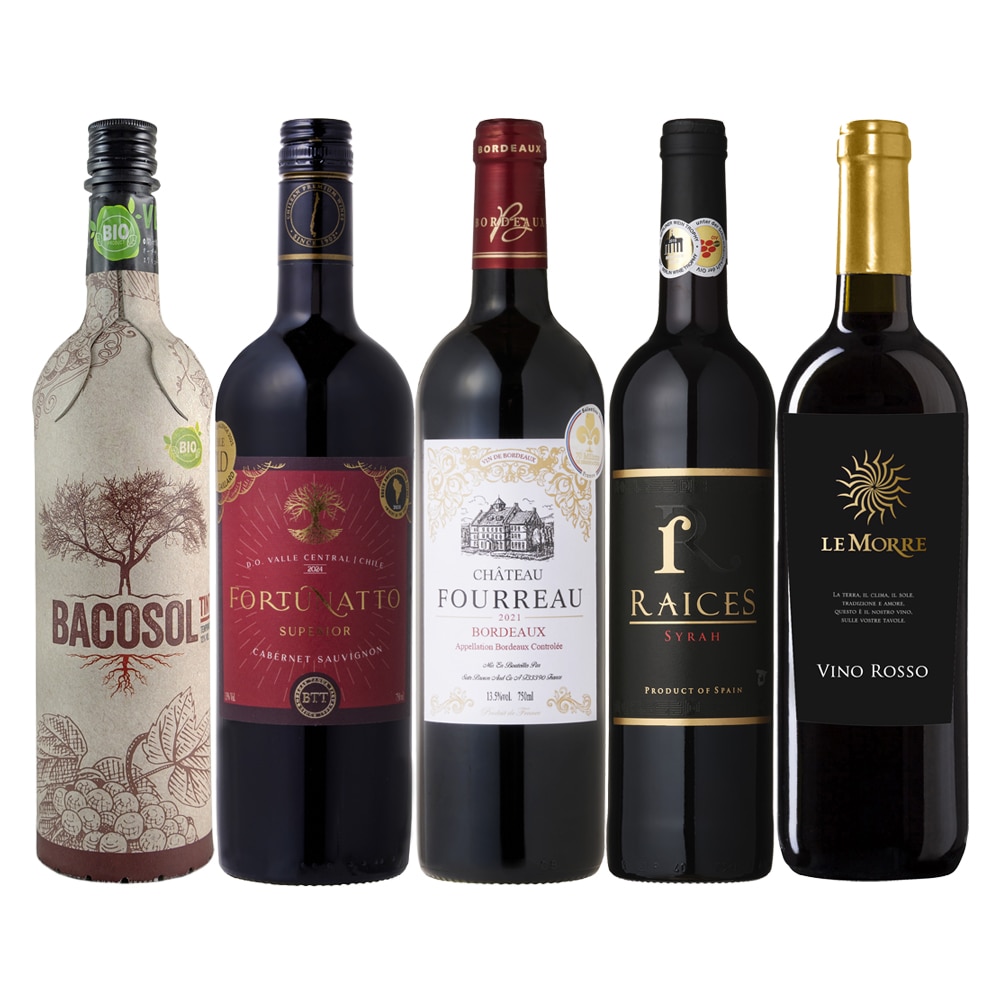 ソムリエが選ぶお肉と合わせて楽しむ金賞受賞赤ワイン5本セット