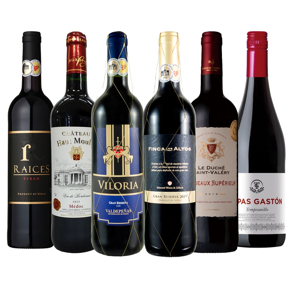 濃厚！金賞受賞飲み比べ赤ワイン6本セット　　　　　　　　　　ミディアム～フルボディ