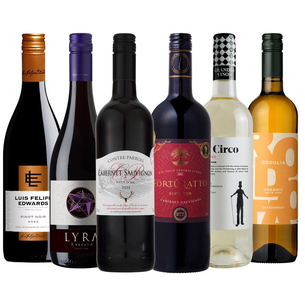 品種を味わうワインセット！カベルネソーヴィニヨン、ピノノワール、シャルドネ6本セット