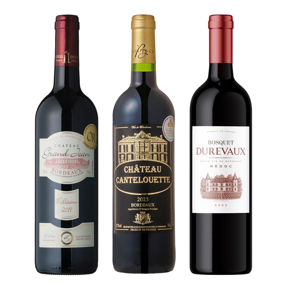 全て金賞受賞！フランスボルドー赤ワイン３本セット　メドック地方ワイン入り