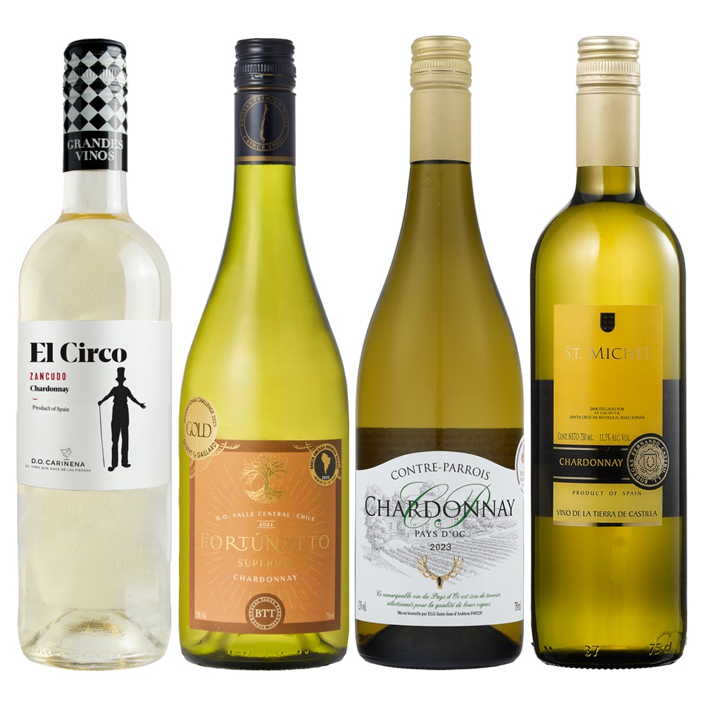 単一品種を味わおう！ 各国のシャルドネ飲み比べ白ワイン４本セット
