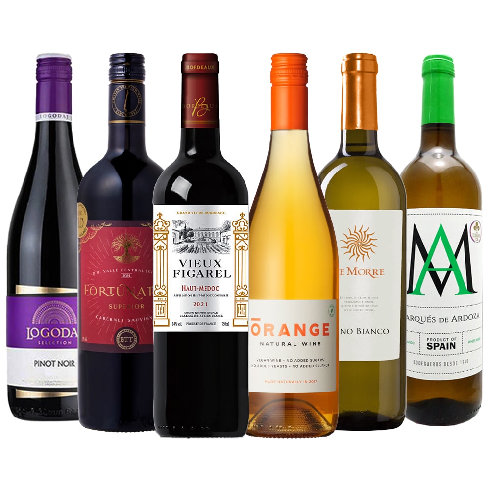 5か国産地厳選福袋！赤白オレンジワイン飲み比べ6本セット