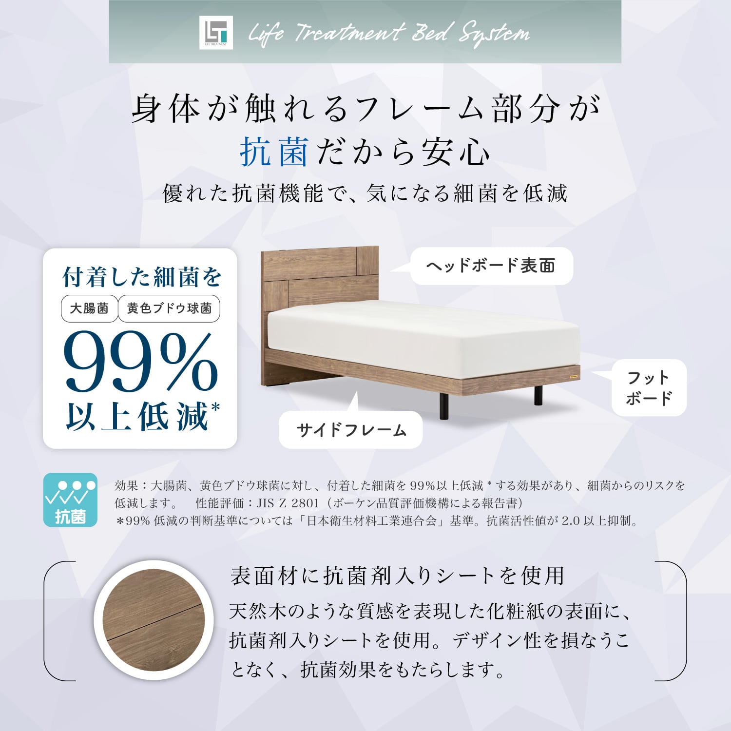 ワイドダブルベッドフレーム グレー色 LT-101F LG(レッグ) グレー ワイドダブル