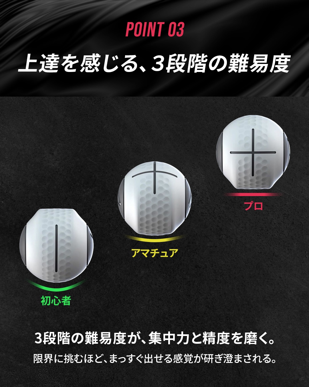 POINT 03 上達を感じる、3段階の難易度