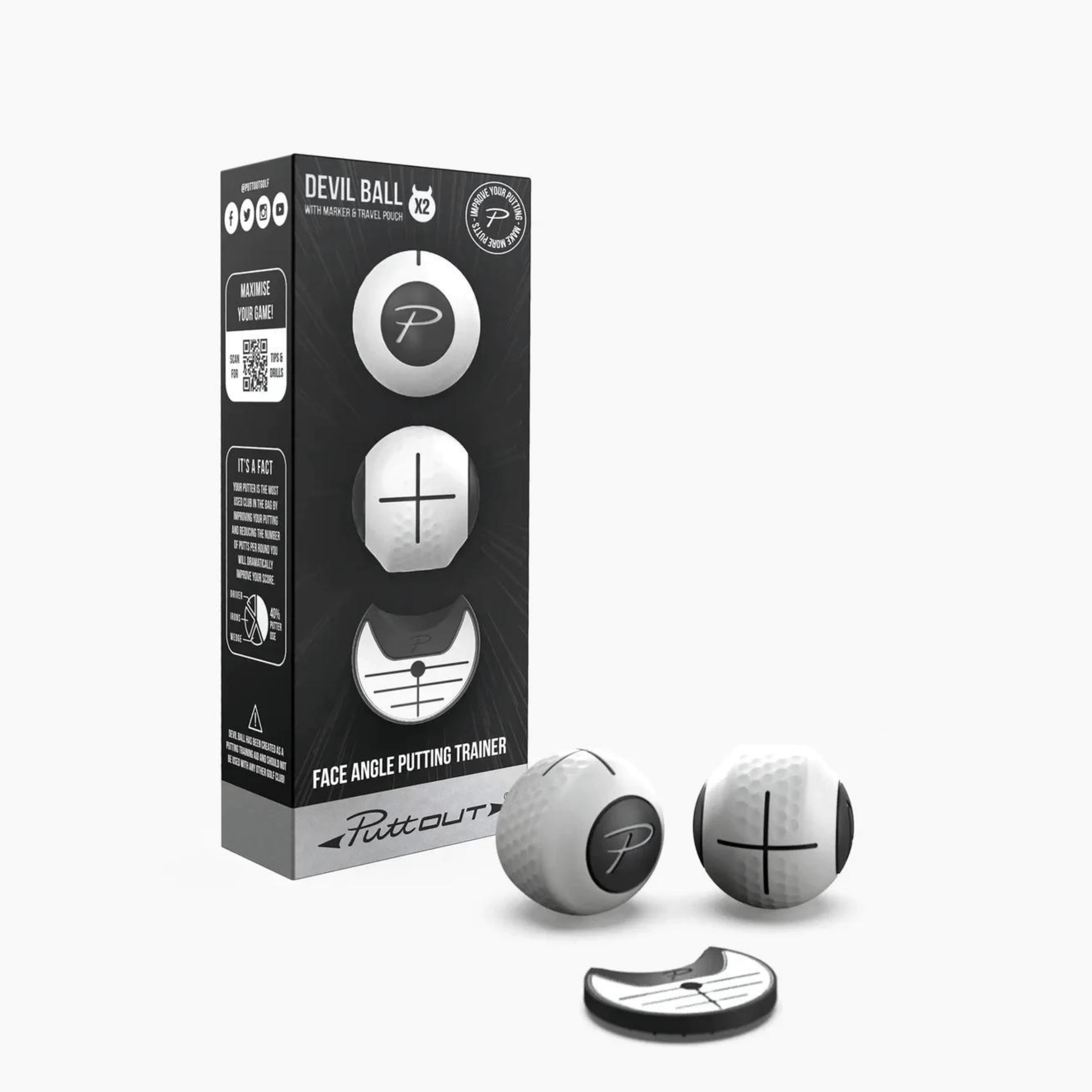 PuttOUT パットアウト DEVILBALL・デビルボール ゴルフ練習 パター練習 パター練習器具 ゴルフ練習器具 ゴルフ用品 ゴルフグッズ パター パターマット パター室内練習 パッティング練習道具