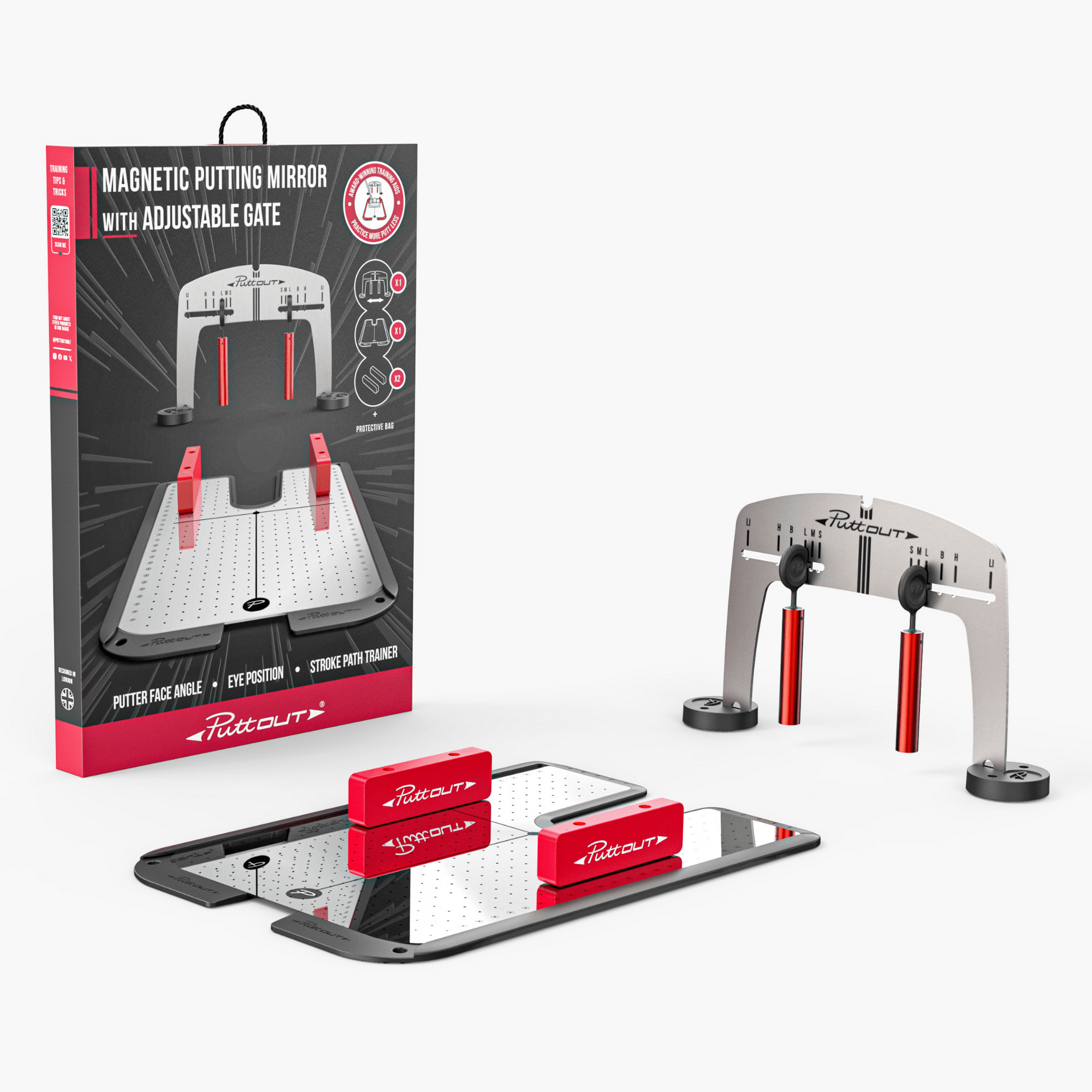 PuttOUT パットアウト パッティングミラー＆ゲート  ゴルフ練習 パター練習 パター練習器具 ゴルフ練習器具 ゴルフ用品 ゴルフグッズ パター パターマット パター室内練習 パッティング練習道具