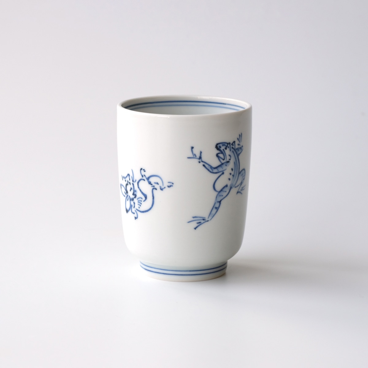 鳥獣戯画　湯呑　染付
