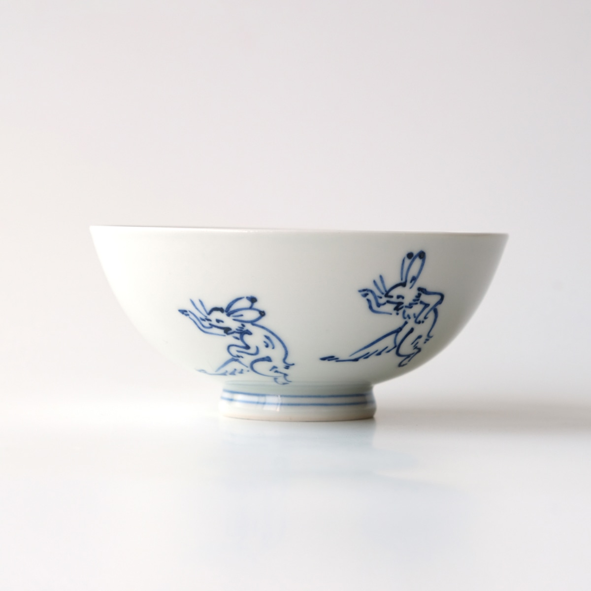 鳥獣戯画 飯茶碗 染付