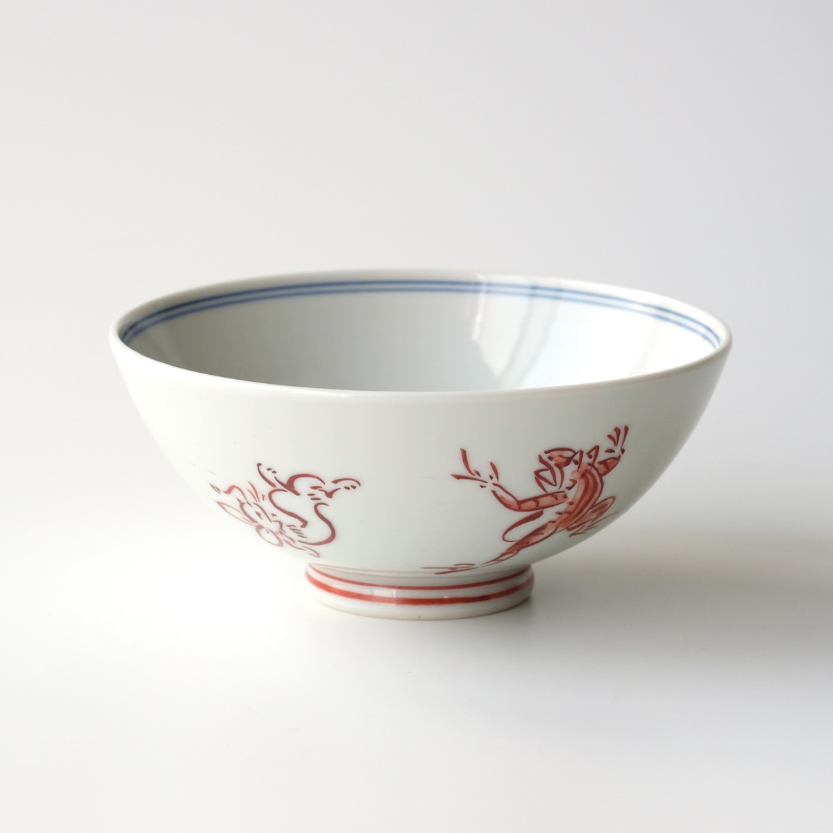 鳥獣戯画　飯茶碗　赤絵